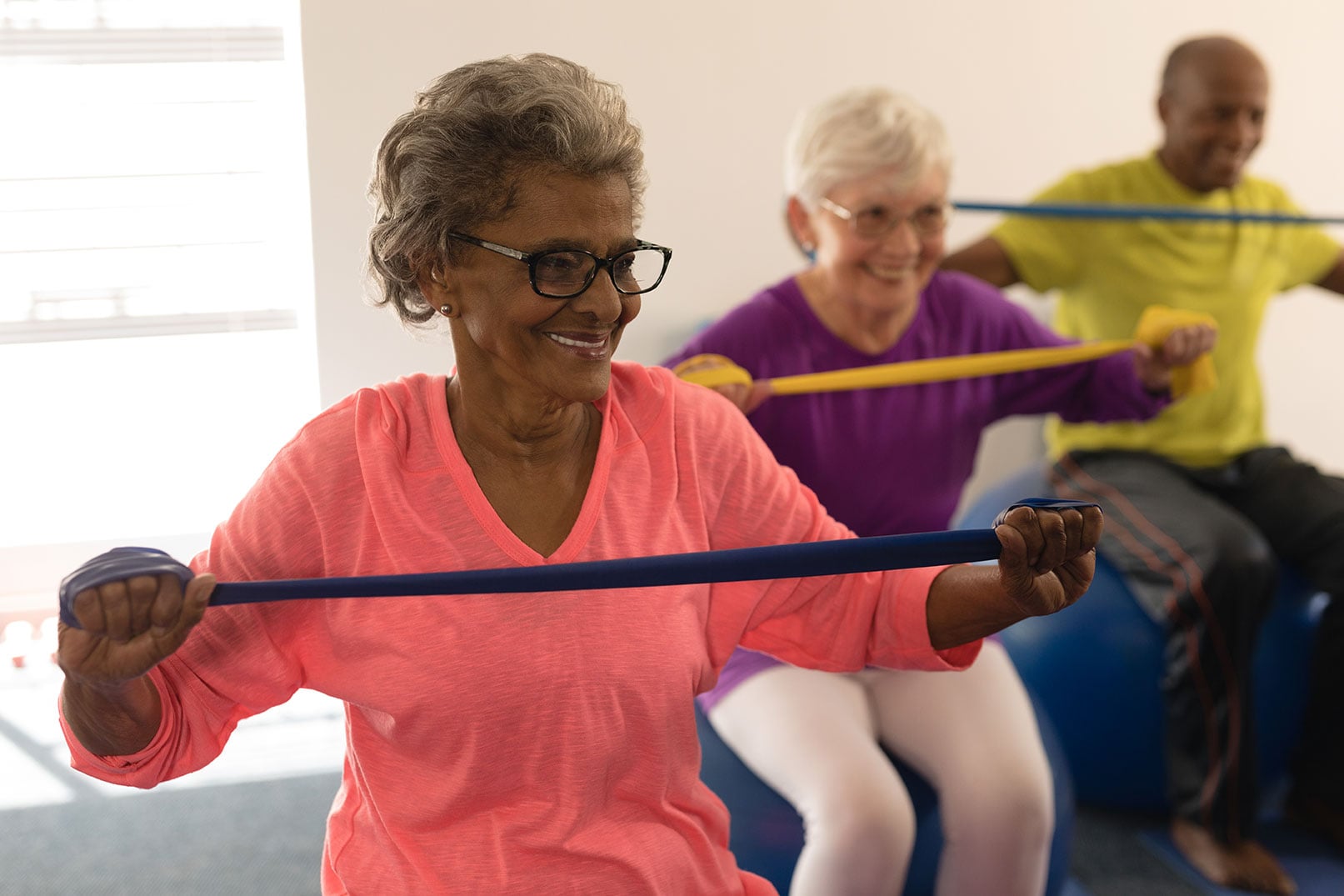 Residents taking part in an exercise class at Ashwood Meadows
